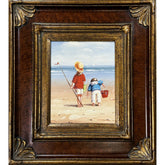 Oil on Canvas Children on the Beach Decorative Painting