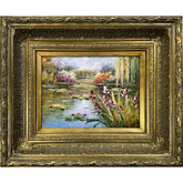 Oil on Canvas Garden Pond Landscape Decorative Painting