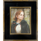 Oil on Board Portrait of Girl Decorative Painting After Bingham