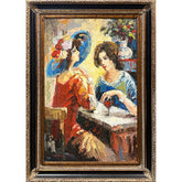 Jamie P. Oil on Canvas Two Woman Decorative Painting