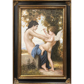 Oil on Canvas Young Girl Defending Herself Against Eros After William-Adolphe Bouguereau