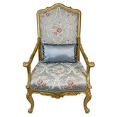 Set of two French Style Armchairs Light Blue Gold Leaf Antique Finish
