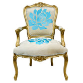Set of Two Antique Finish Armchairs Gold Leaf