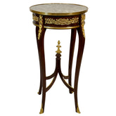 Accent Table 4 Legs Inlay Finish with Brass and Marble Top