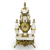 3 Piece Marble & Brass Clock Set