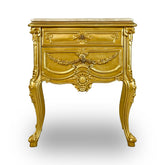 Antique Finish Night Stand with Marble Top Gold Leaf
