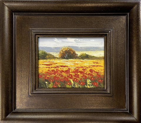 Oil on Canvas Landscape Poppy Field Decorative Painting.