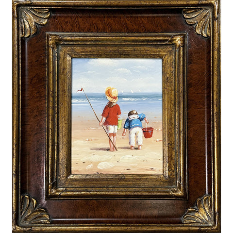 Oil on Canvas Children on the Beach Decorative Painting