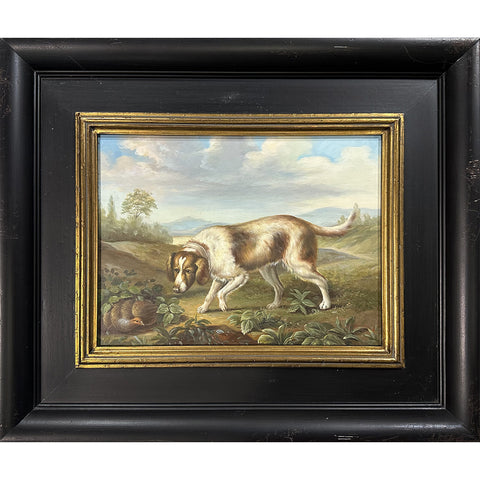 Oil on Canvas Dog and Partridge in the Landscape Decorative Painting