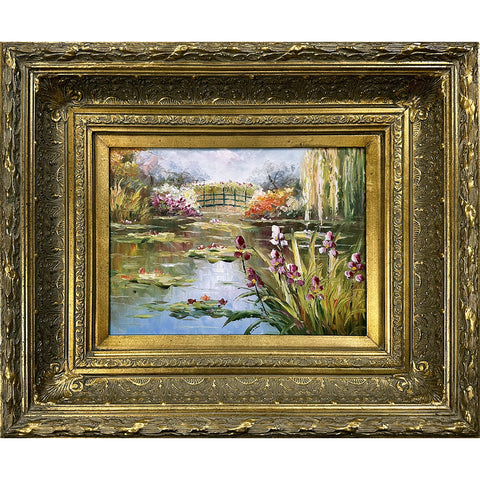 Oil on Canvas Garden Pond Landscape Decorative Painting