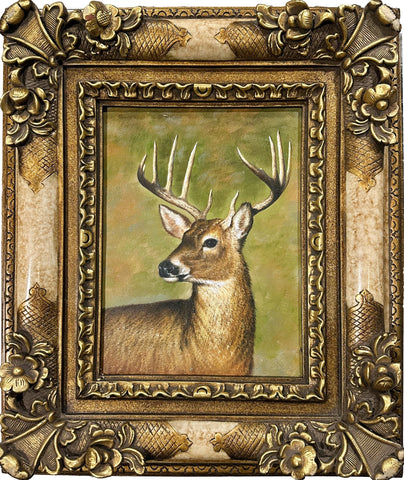 Oil on Canvas Deer Portrait Decorative Painting