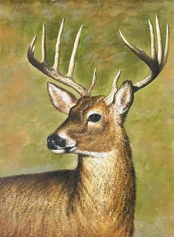 Oil on Canvas Deer Portrait Decorative Painting