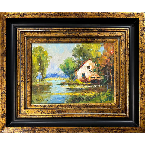 C. Park Oil on Canvas Riverside Landscape Decorative Painting