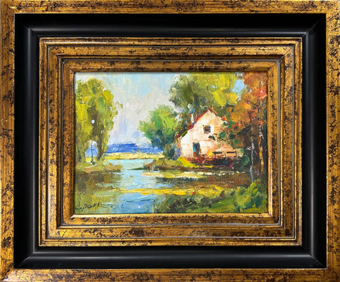C. Park Oil on Canvas Riverside Landscape Decorative Painting