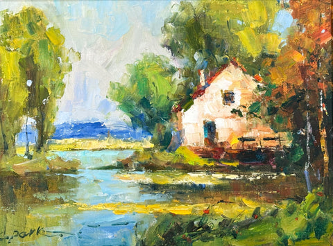 C. Park Oil on Canvas Riverside Landscape Decorative Painting