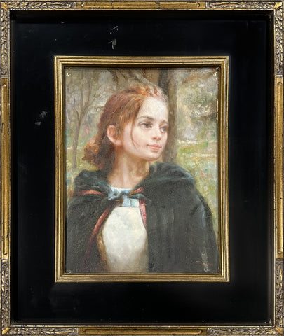 Oil on Board Portrait of Girl Decorative Painting After Bingham
