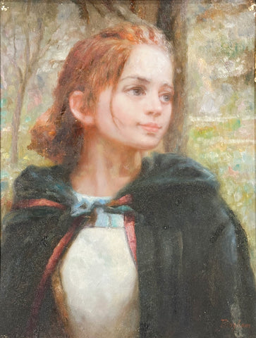 Oil on Board Portrait of Girl Decorative Painting After Bingham