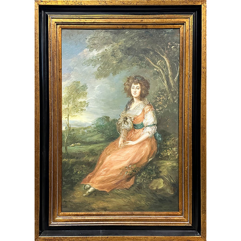 Oil on Canvas Portrait of Mrs. Richard Brinsley Sheridan After Thomas Gainsborough