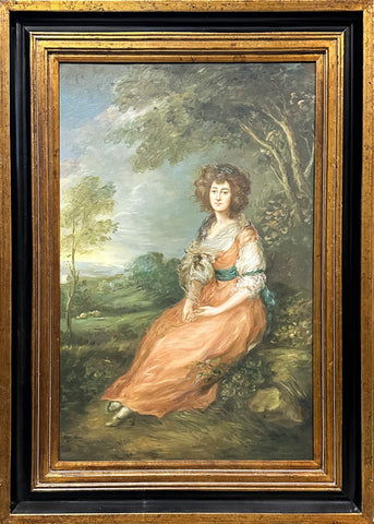 Oil on Canvas Portrait of Mrs. Richard Brinsley Sheridan After Thomas Gainsborough