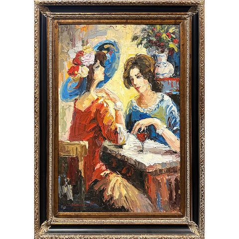 Jamie P. Oil on Canvas Two Woman Decorative Painting