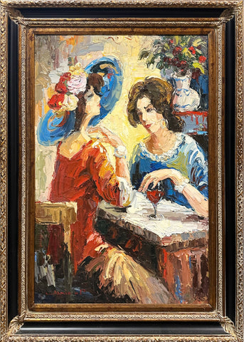 Jamie P. Oil on Canvas Two Woman Decorative Painting
