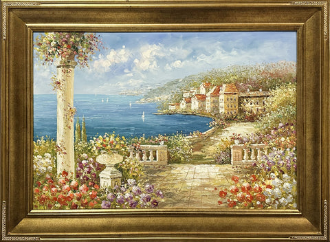 Oil on Canvas Mediterranean River Decorative Painting