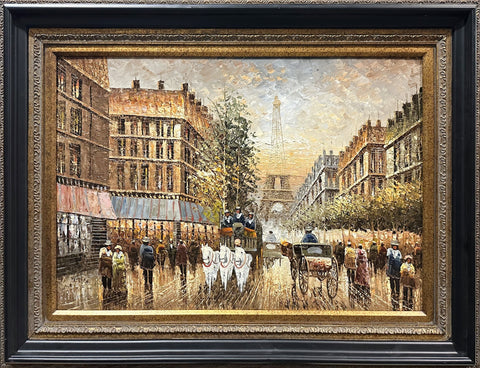 Oil on Canvas Classic Paris Street Decorative Painting