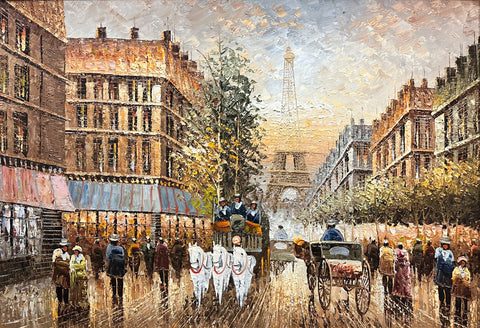 Oil on Canvas Classic Paris Street Decorative Painting