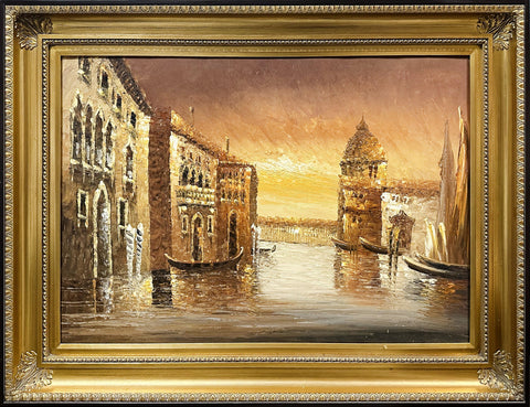Oil on Canvas Sunset Venice Italy Decorative Painting