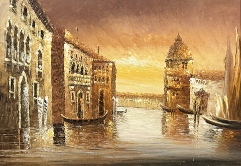 Oil on Canvas Sunset Venice Italy Decorative Painting