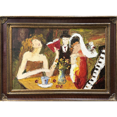 Dana C. Oil on Canvas People at the Bar Decorative Painting