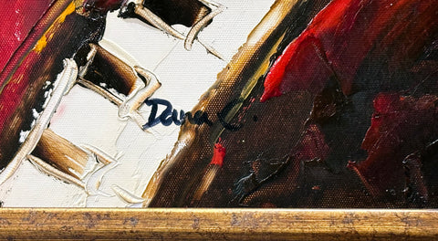 Dana C. Oil on Canvas People at the Bar Decorative Painting