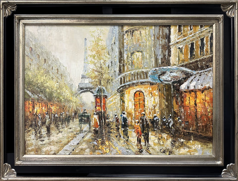 Oil on Canvas Paris Street Decorative Painting
