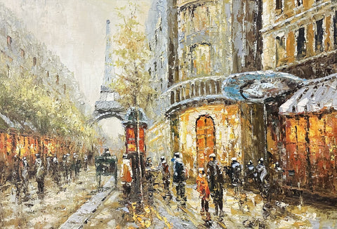 Oil on Canvas Paris Street Decorative Painting