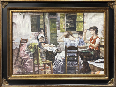 Oil on Canvas Venetian Bead Stringers After Robert Frederick Blum