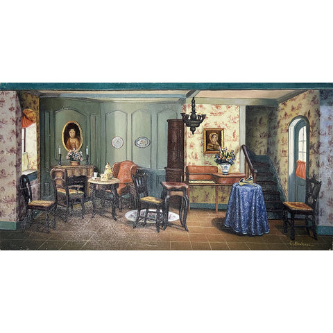C. Bednarz Oil on Board Victorian Room Decorative Painting