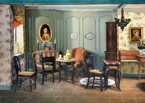 C. Bednarz Oil on Board Victorian Room Decorative Painting