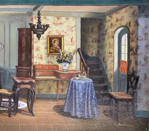C. Bednarz Oil on Board Victorian Room Decorative Painting