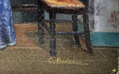 C. Bednarz Oil on Board Victorian Room Decorative Painting