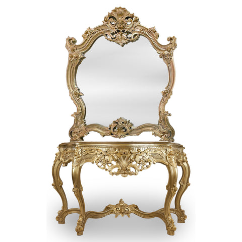 Mirror and Table Set Gold Leaf
