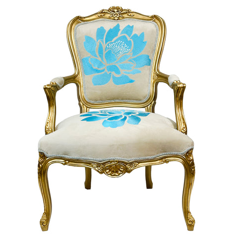 Set of Two Antique Finish Armchairs Gold Leaf