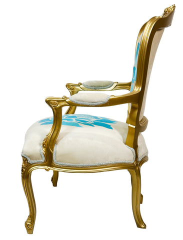 Set of Two Antique Finish Armchairs Gold Leaf