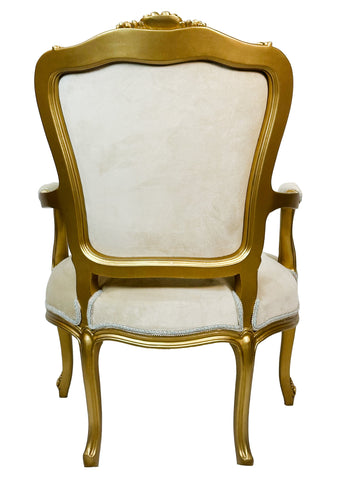 Set of Two Antique Finish Armchairs Gold Leaf