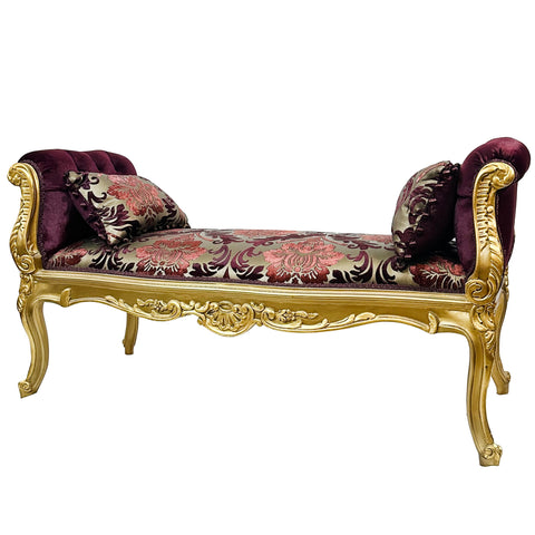 Antique Finish Long Bench Gold Leaf