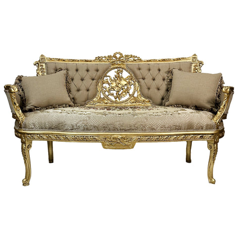 Antique Finish Two Seater Settee Gold Leaf
