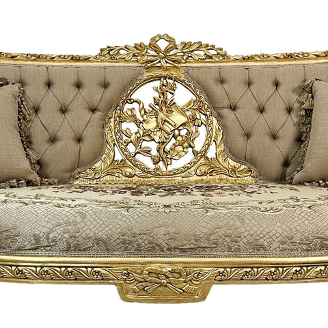Antique Finish Two Seater Settee Gold Leaf