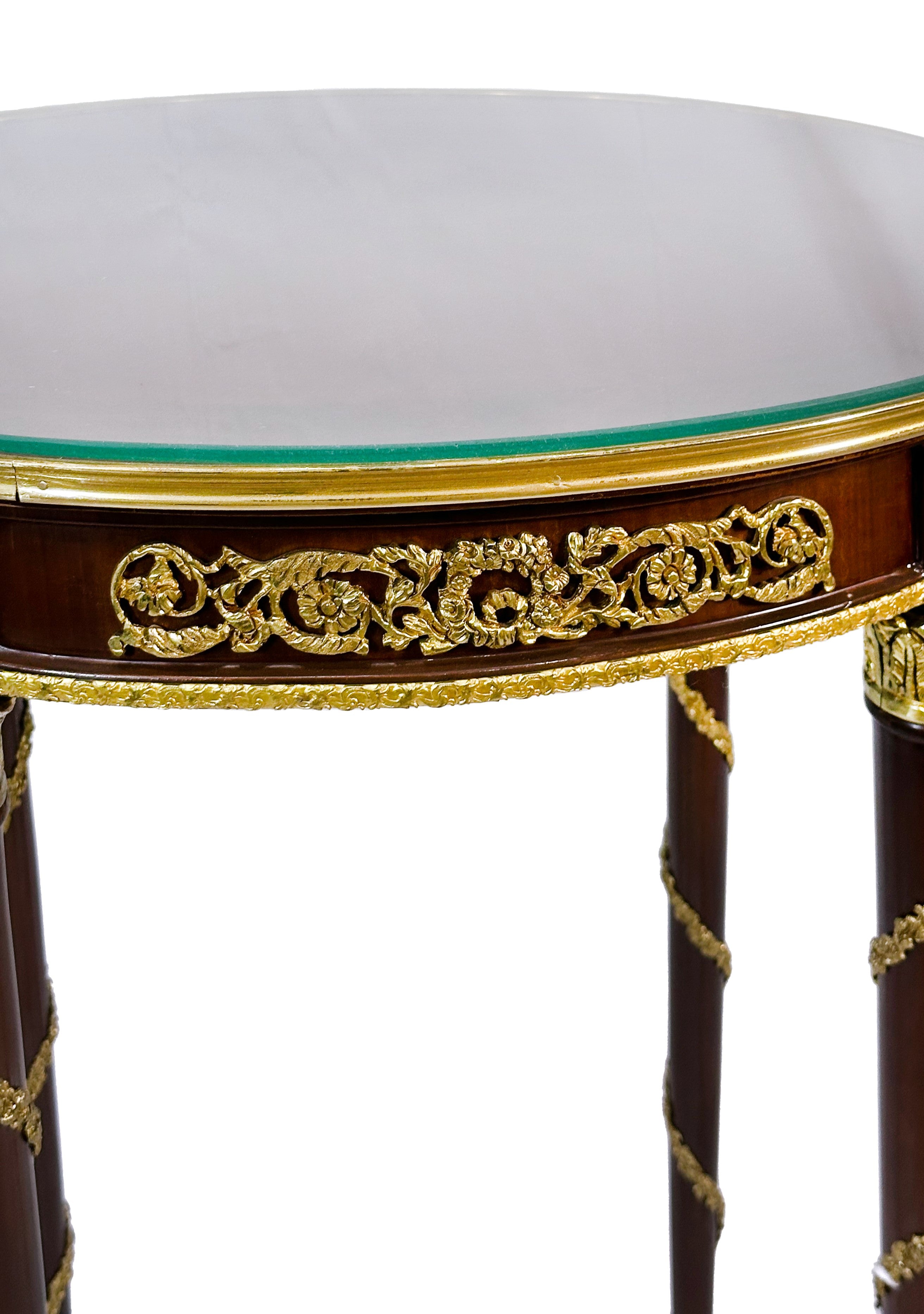 Table With Glass Inlay Accent Table 4 Legs Inlay Finish with Brass with Glass Top – Farrah Gallery