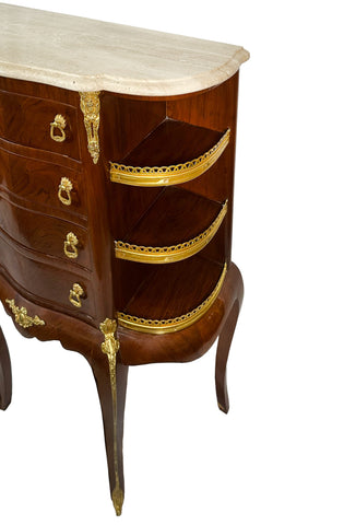 Drawer Console 4 legs with Marble Top Inlay Finish with Brass
