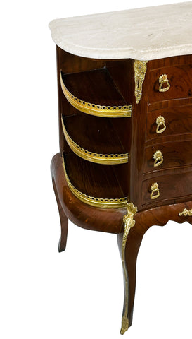 Drawer Console 4 legs with Marble Top Inlay Finish with Brass