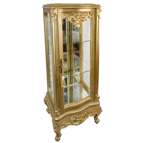 Antique Finish Vitrine 1 Door Gold Leaf